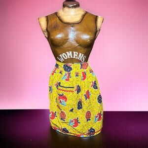 VINTAGE Novelty Apron Kitchen Colorful Yellow 60s One Size Fruit Print